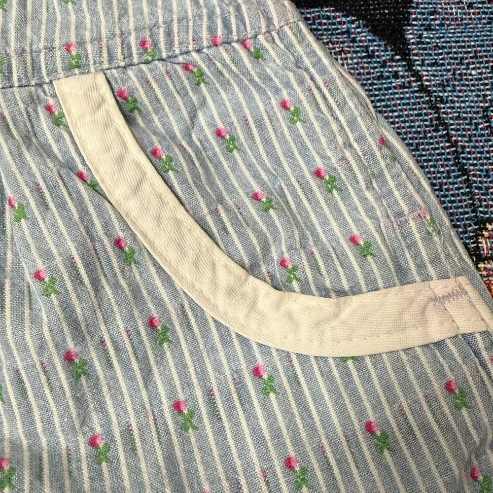 Vintage 90s OshKosh B'Gosh Floral Striped Embroidered Vestbak Overalls Girls 6